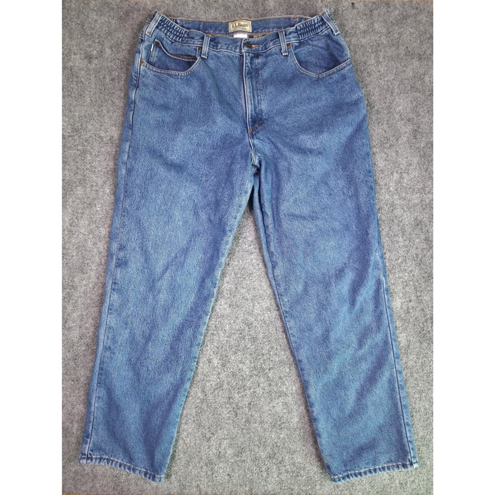 L.L. Bean Jeans Mens 38x32โ Blue Flannel Lined Comfort Waist Straight Leg Denim
